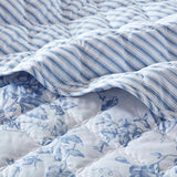 Vintage Inspired Floral Microfiber Quilt Set, Blue