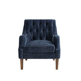 Armed Accent Chair with Tufted Back, Navy Blue