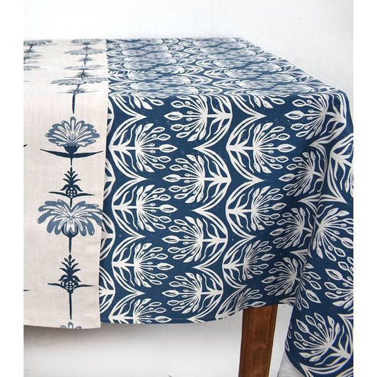 French Home Botanical 59" X 98" Tablecloth - Indigo