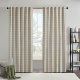 Plaid Fleece Lining Window Curtain Panel, Linen Blue