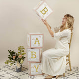 Boho Rainbow Baby Block Box Set of 4 Baby Shower