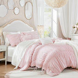 Shabby Chic Ruched Microfiber Comforter Set, Pink