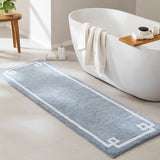 High Pile Bordered Bathroom Rug, Blue