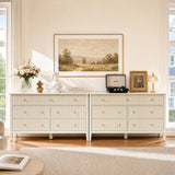 53.2" W Wholesale 7-Drawer Fluted Dresser, Black/Blue/Beige