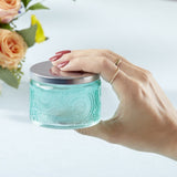 Garden Blooms Glass Tea Light Holder - Blue (Set of 4)