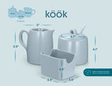 Kook Ceramic Sugar Bowl & Creamer Set, White