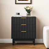 3 Drawer Dresser, Modern Chest of Drawers with Fluted Panel