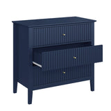 Fluted 32 Inch Wide Nightstand For Bedroom, Large Nightstand