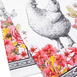 Gertrude Chicken Floral Bouquet Cotton Tea Towel