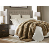 Animal Print Inspired Faux Fur Throw Blanket, Bobcat