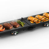Electric Griddle Flat Grill with 2 Adjustable Temp Knobs