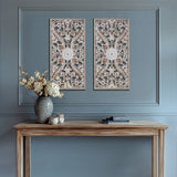 2-Piece Distressed Carved Wood Wall Set, Antique Brown