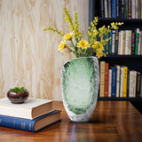 Emerald Crystalized Glass Vase- Large