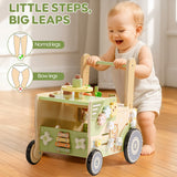 ROBUD Wooden Baby Push Walker Green Farm
