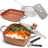 7-Piece Copper Nonstick Pots & Pans Cookware Set