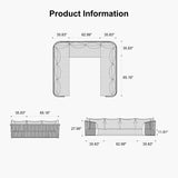 PURPLE LEAF Hailar U-Shaped Patio Conversation Set with Genuine Teak Cushions and Pillows Olefin Rope Backres Outdoor Couch Sets for Porch Garden