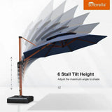 PURPLE LEAF Double Top 11 ft Round Outdoor Patio Umbrella with High Quality Sunbrella Fabric