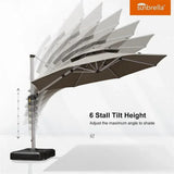 PURPLE LEAF Double Top 11 ft Round Outdoor Patio Umbrella with High Quality Sunbrella Fabric