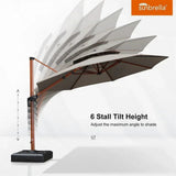 PURPLE LEAF Double Top 11 ft Round Outdoor Patio Umbrella with High Quality Sunbrella Fabric