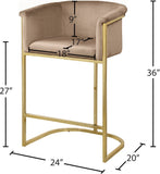 Donatella Contemporary Stool with Luxurious Velvet Upholstery and Elegant Gold Steel Base Support
