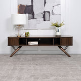 Valna Wood 71-inch TV Stand with Sliding Doors Walnut