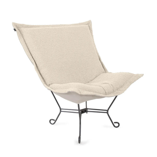 Scroll Puff Chair Titanium- Barbet Natural/Natural
