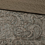 5 Piece Jacquard Bedspread Set and Throw Pillows, Blue/Brown