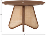 Butterfly Dining Table - Mid-Century Style, Solid Rubberwood, Natural Cane Base, Walnut Finish