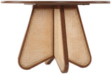 Butterfly Dining Table - Mid-Century Style, Solid Rubberwood, Natural Cane Base, Walnut Finish