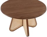 Butterfly Dining Table - Mid-Century Style, Solid Rubberwood, Natural Cane Base, Walnut Finish