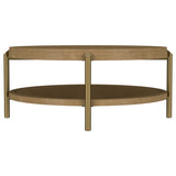 Arini Round Coffee Table With Storage Shelf Sand Wash