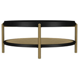 Arini Round Coffee Table With Storage Shelf Black