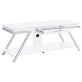 Marcia 1-drawer Wood 60-inch TV Stand White High Gloss
