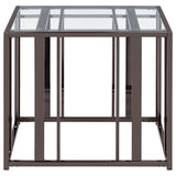 Adri Rectangular Glass Top Side End Table Black Nickel