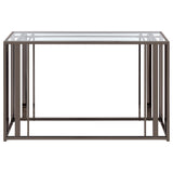 Adri Glass Top Entryway Sofa Console Table Black Nickel