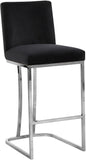 Heidi Contemporary Stool - Luxurious Velvet Upholstered Design with Polished Metal Base for Dining