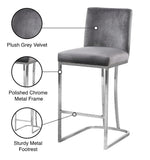 Heidi Contemporary Stool - Luxurious Velvet Upholstered Design with Polished Metal Base for Dining