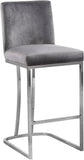 Heidi Contemporary Stool - Luxurious Velvet Upholstered Design with Polished Metal Base for Dining