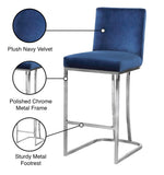 Heidi Contemporary Stool - Luxurious Velvet Upholstered Design with Polished Metal Base for Dining