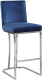 Heidi Contemporary Stool - Luxurious Velvet Upholstered Design with Polished Metal Base for Dining