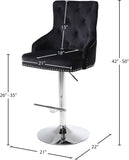 Claude Contemporary Adjustable Stool with Plush Velvet, Chrome Trim, and Deep Tufted Design for Comfort