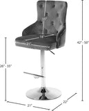 Claude Contemporary Adjustable Stool with Plush Velvet, Chrome Trim, and Deep Tufted Design for Comfort