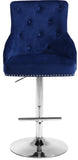 Claude Contemporary Adjustable Stool with Plush Velvet, Chrome Trim, and Deep Tufted Design for Comfort