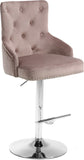 Claude Contemporary Adjustable Stool with Plush Velvet, Chrome Trim, and Deep Tufted Design for Comfort