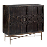 Distressed 2-Door Accent Chest Storage Cabinet, Black *