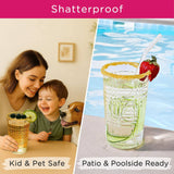 22oz Plaid Acrylic Clear Cups Set of 8
