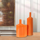 Orange Valencia Askewed Short Bottle Vase