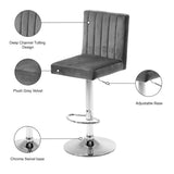 Joel Velvet Adjustable Stool Set of 2 - Luxurious Comfort with Chrome Base for Modern Spaces