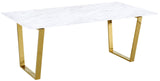 Cameron Gold Stainless Steel Dining Table with Solid Stone Top - Contemporary Elegance for Your Home