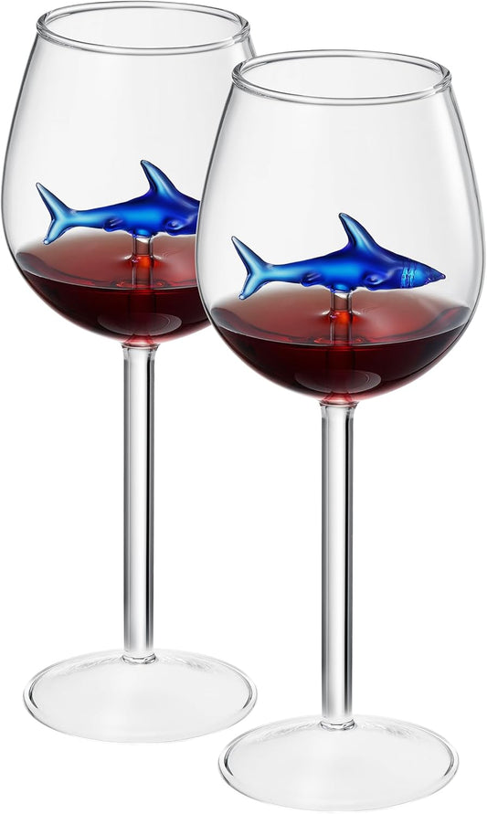 Shark-Inspired Wine Glasses Set of 2 – 13oz